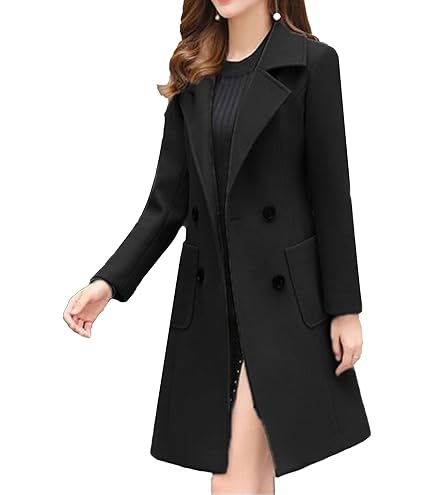 Farktop Womens Oversized Long Trench Coat Double Breasted